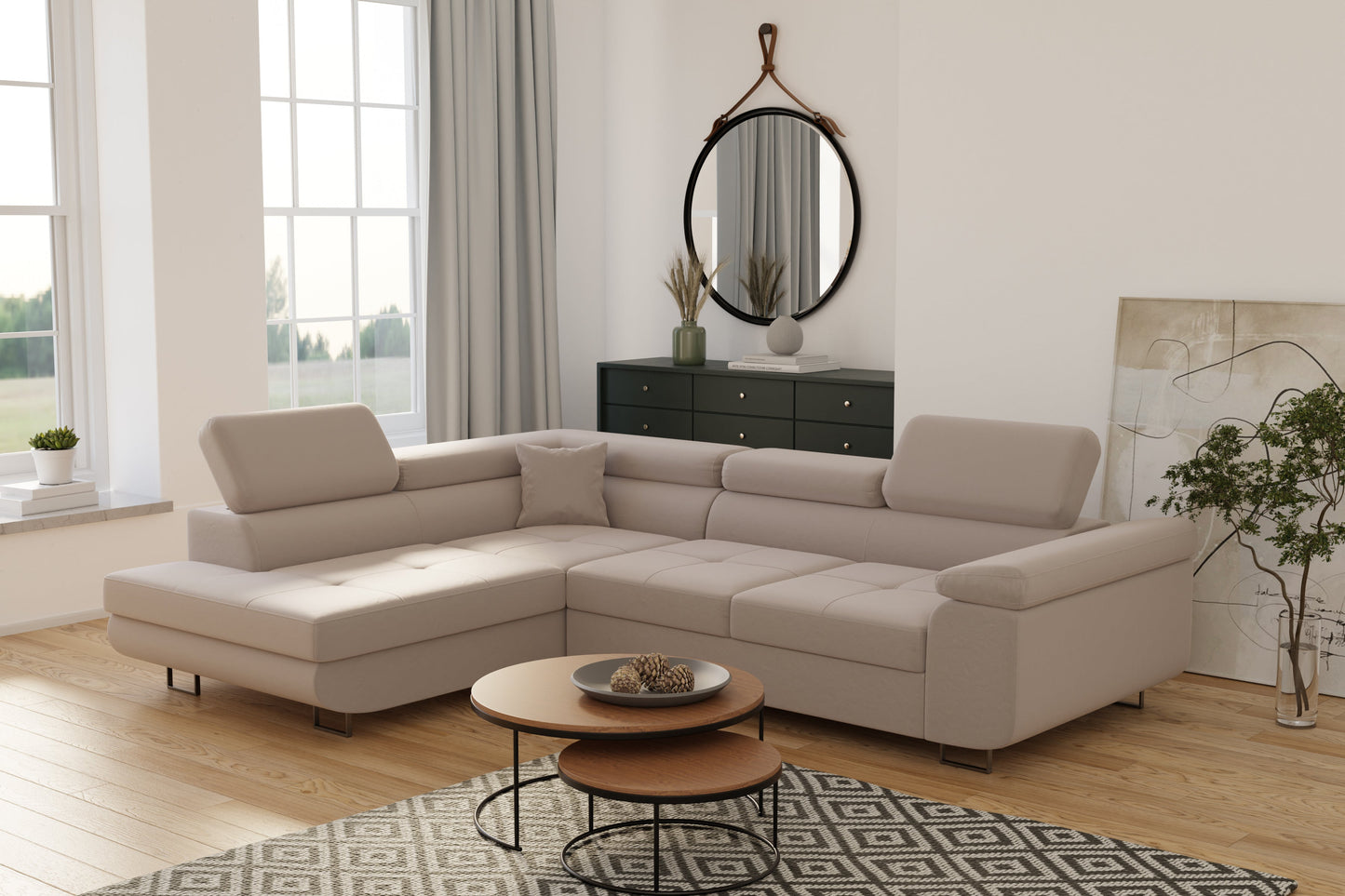 Canapé d'Angle Convertible AUGUST Beige