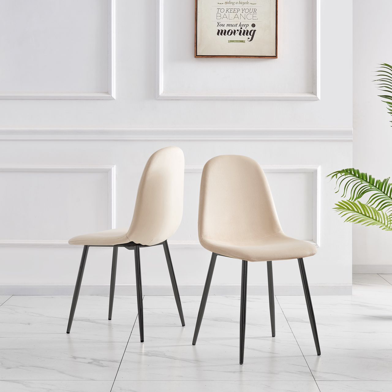 Chaise Scandinave velours pieds noir