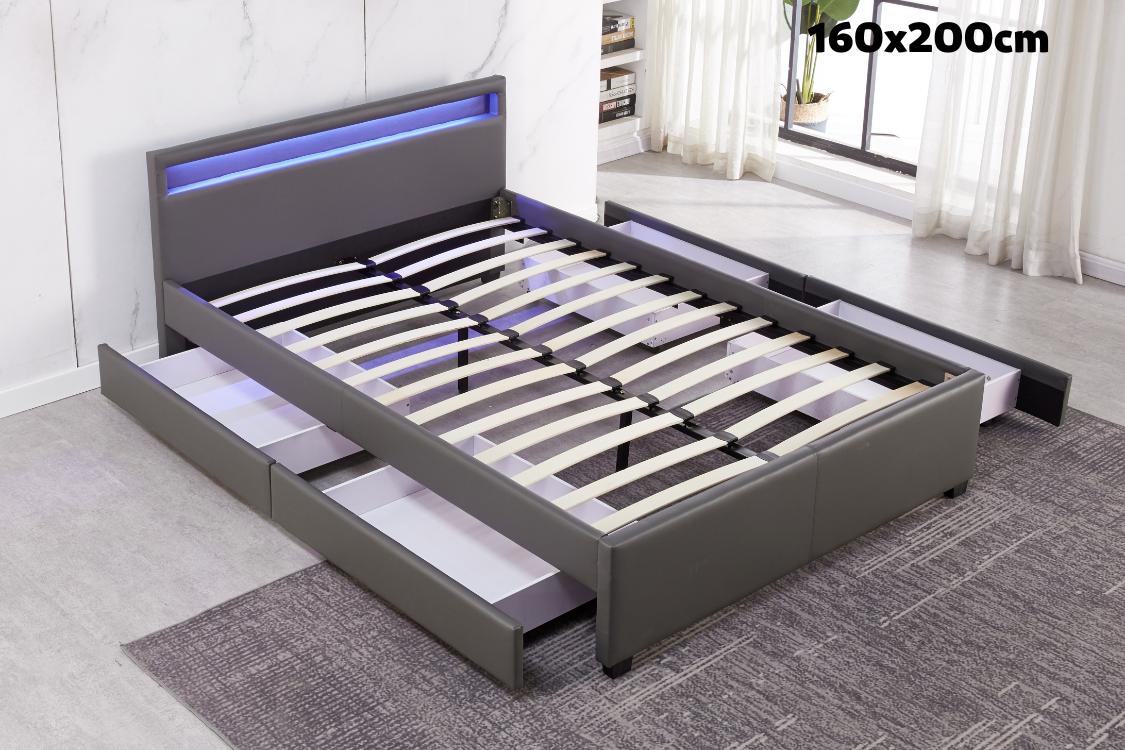 Cadre de Lit Led + Sommier