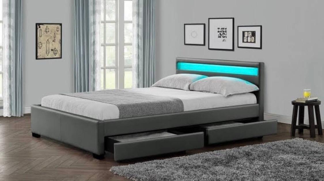 Cadre de Lit Led + Sommier