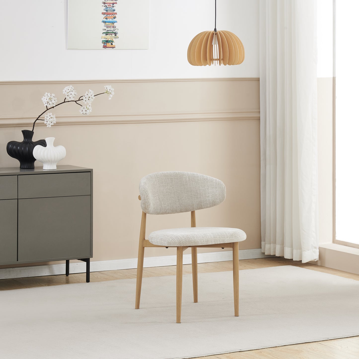 Chaise Boheme pieds couleurs hêtre tissu marbella