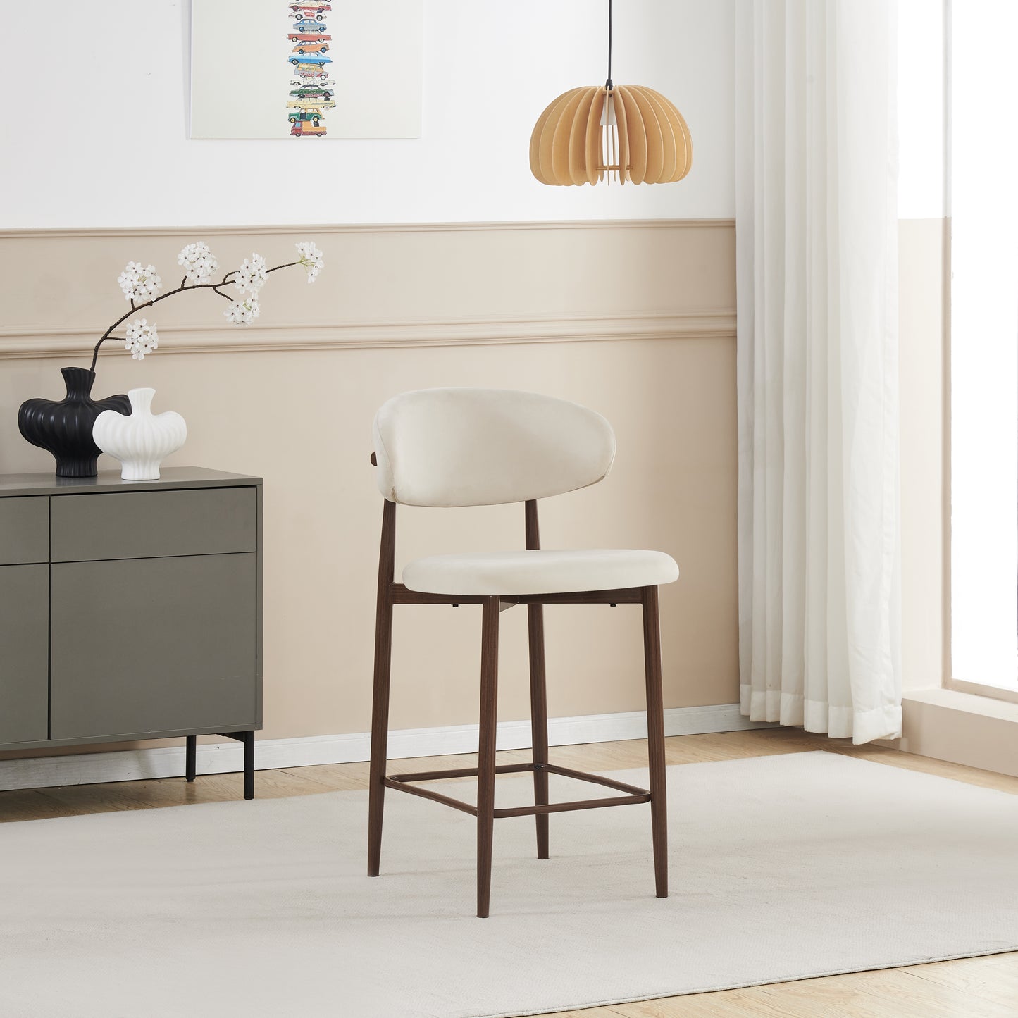 Chaise de bar Boheme pied couleur noyer
