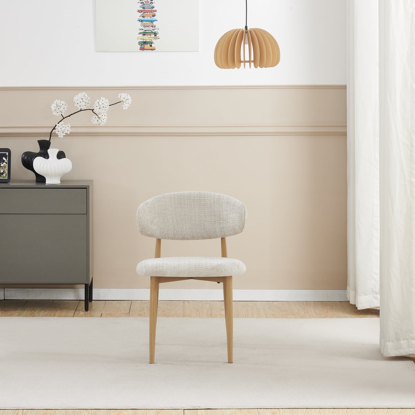 Chaise Boheme pieds couleurs hêtre tissu marbella
