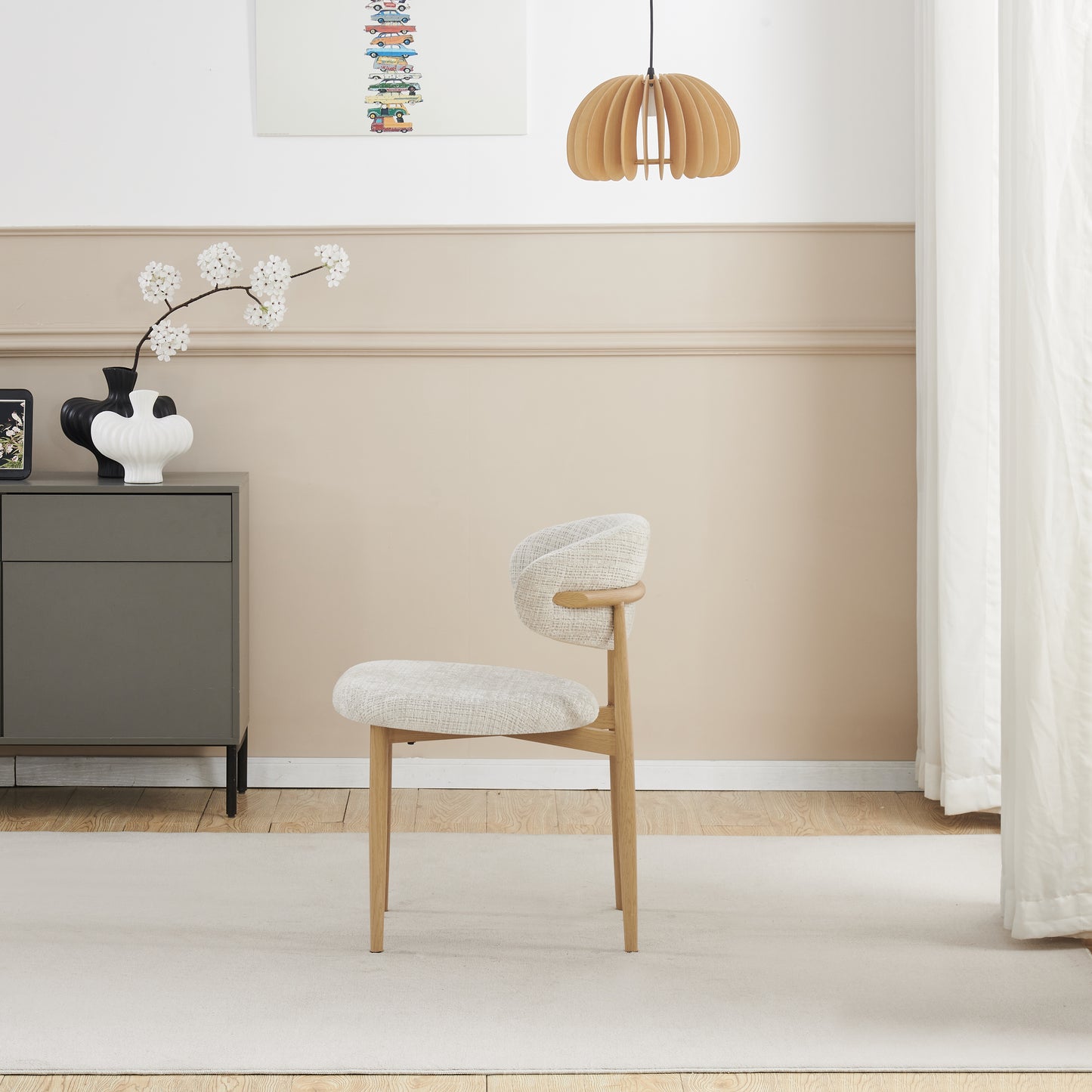 Chaise Boheme pieds couleurs hêtre tissu marbella