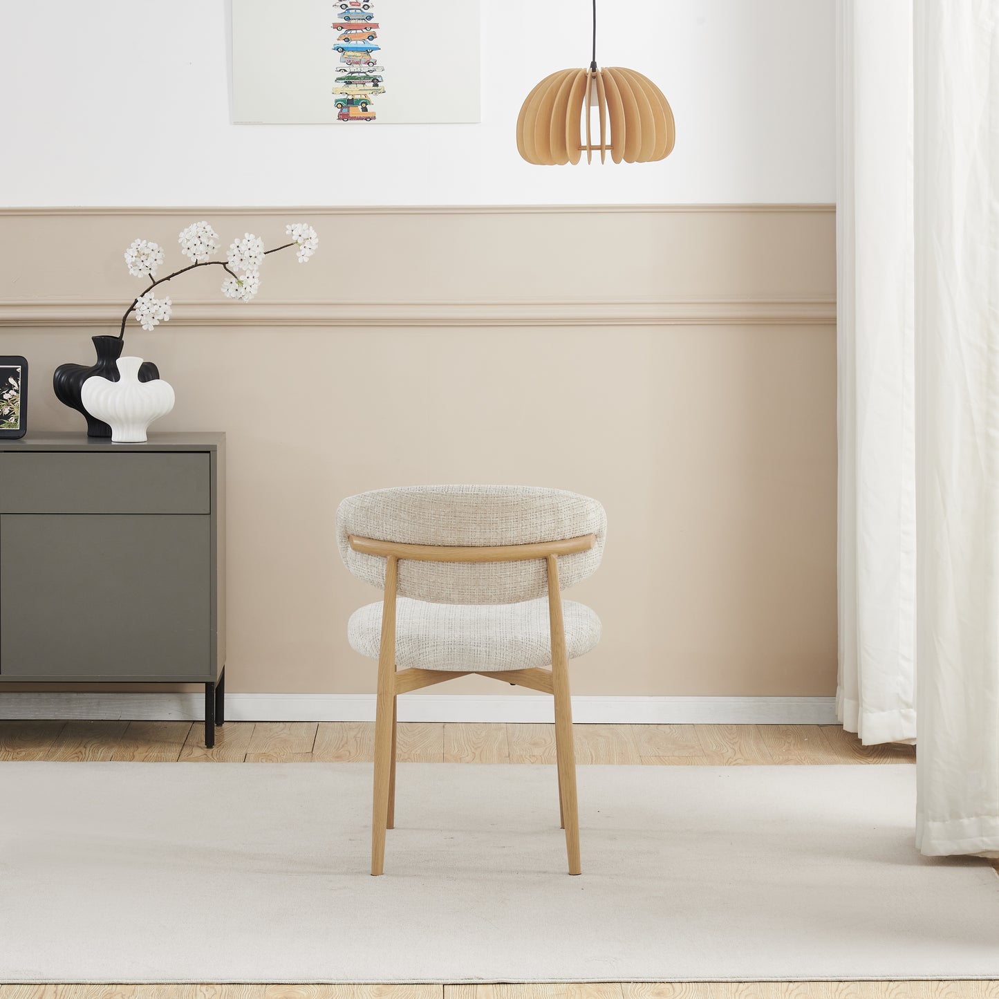 Chaise Boheme pieds couleurs hêtre tissu marbella