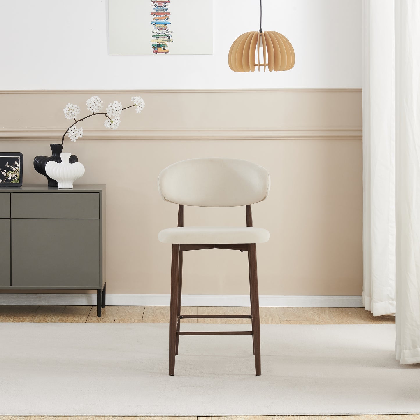 Chaise de bar Boheme pied couleur noyer