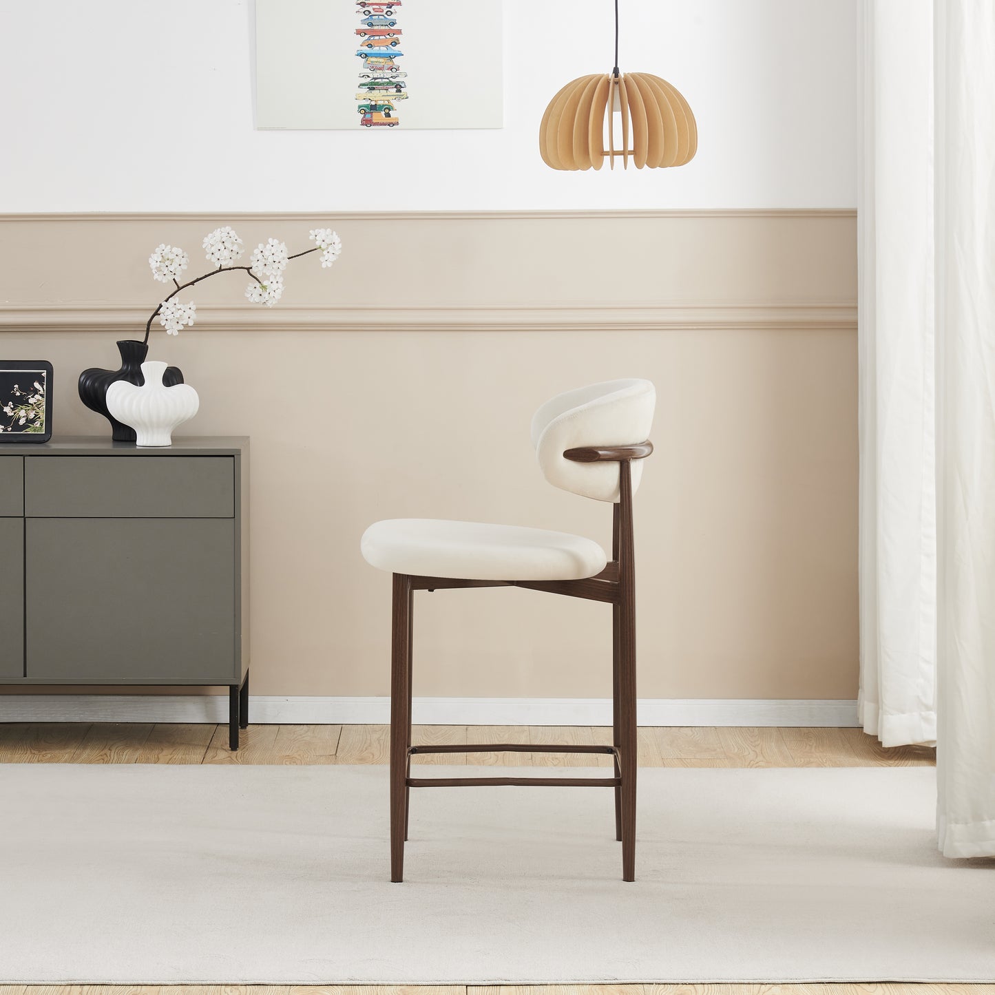 Chaise de bar Boheme pied couleur noyer