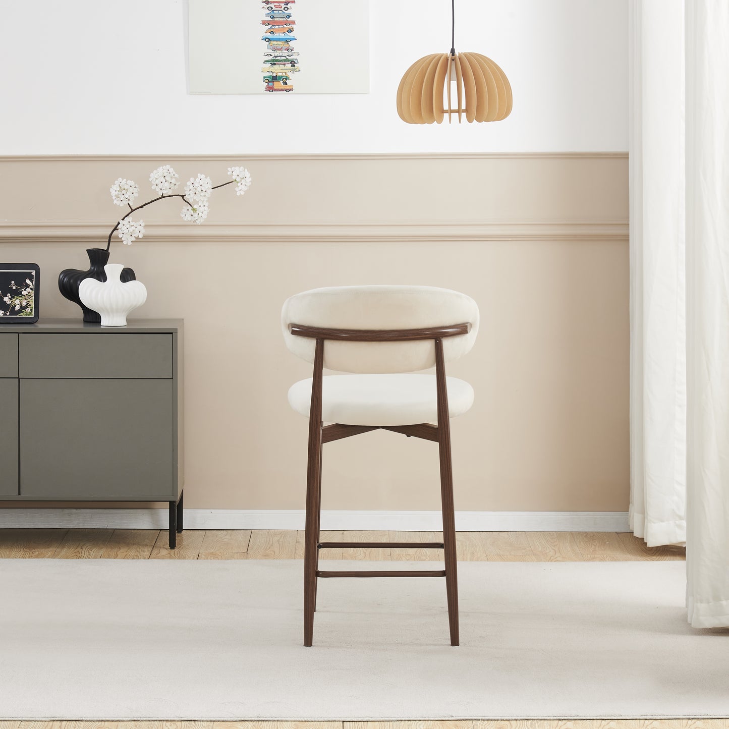 Chaise de bar Boheme pied couleur noyer