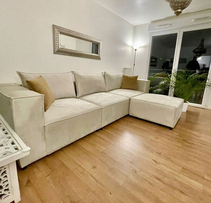 Canapé ELEGANCE Velours Modulable 3+1 Pouf