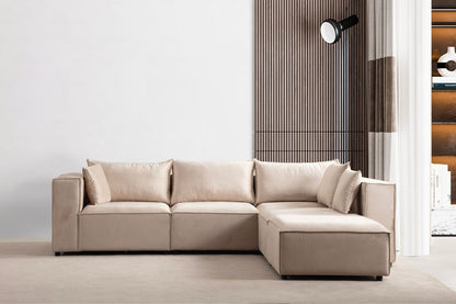Canapé ELEGANCE Velours Modulable 4+1 Pouf