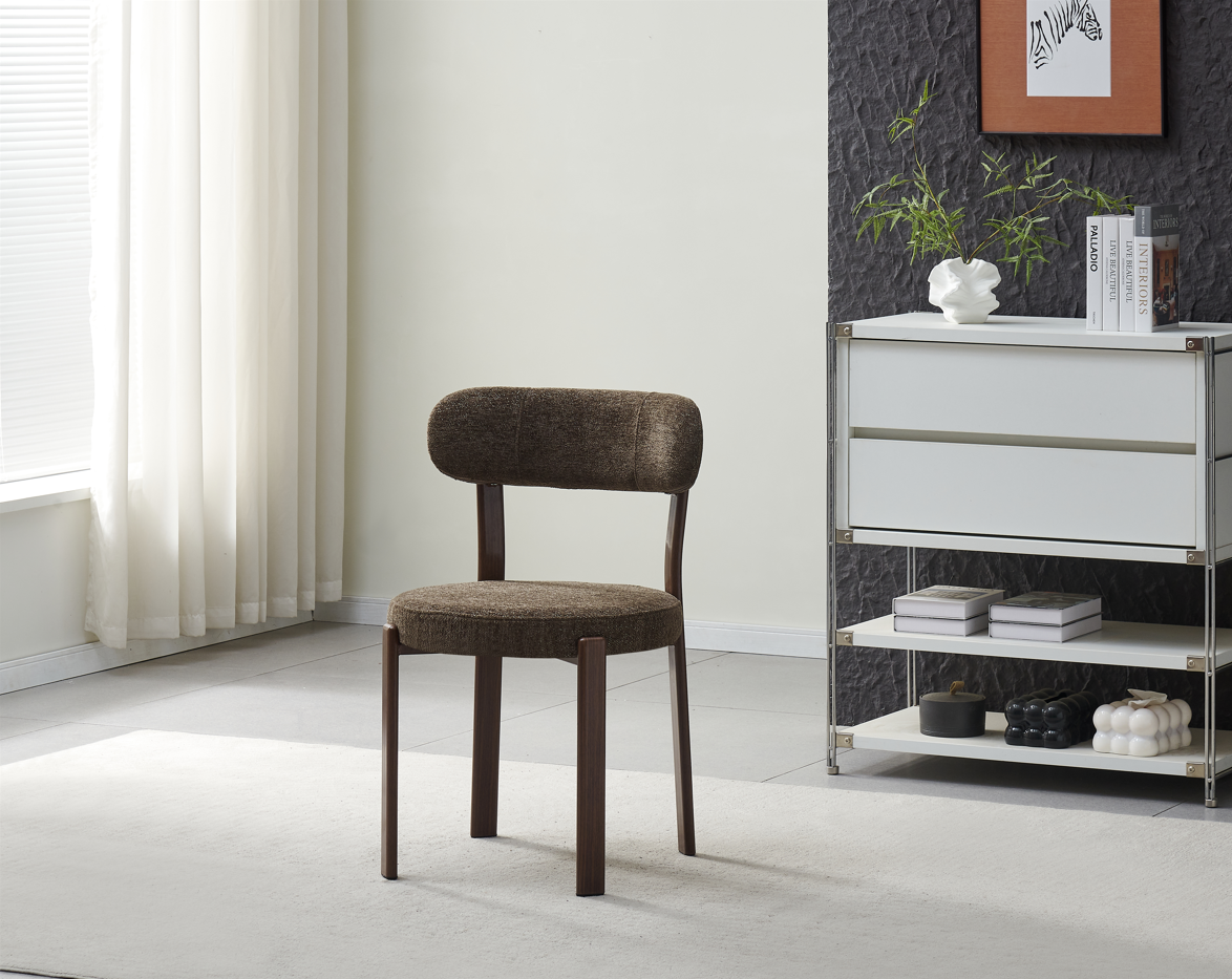 Chaise Naya pied noyer / tissu Marron