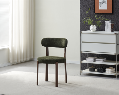 Chaise Naya pied noyer / tissu Vert