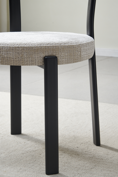 Chaise Naya pied noir / tissu marbella beige
