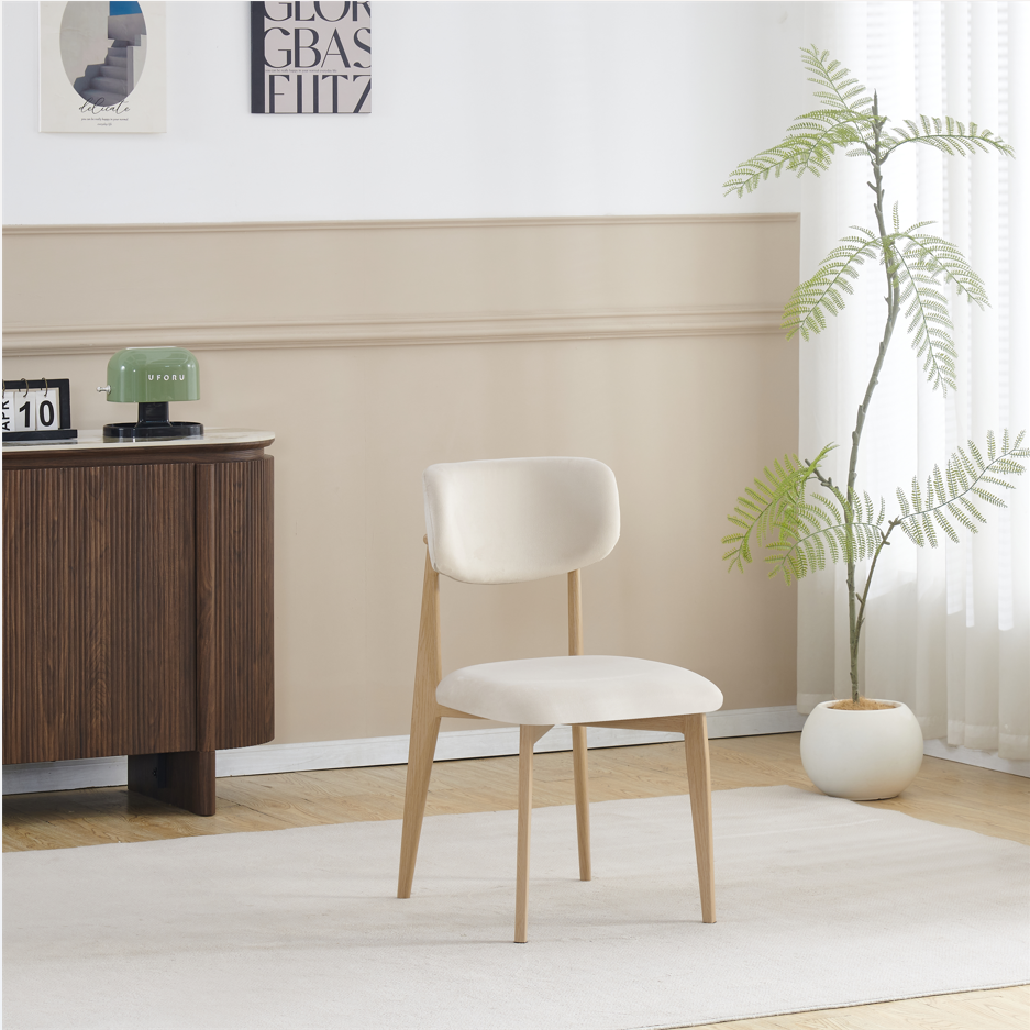 Chaise Linea pieds couleurs hêtre tissu velours