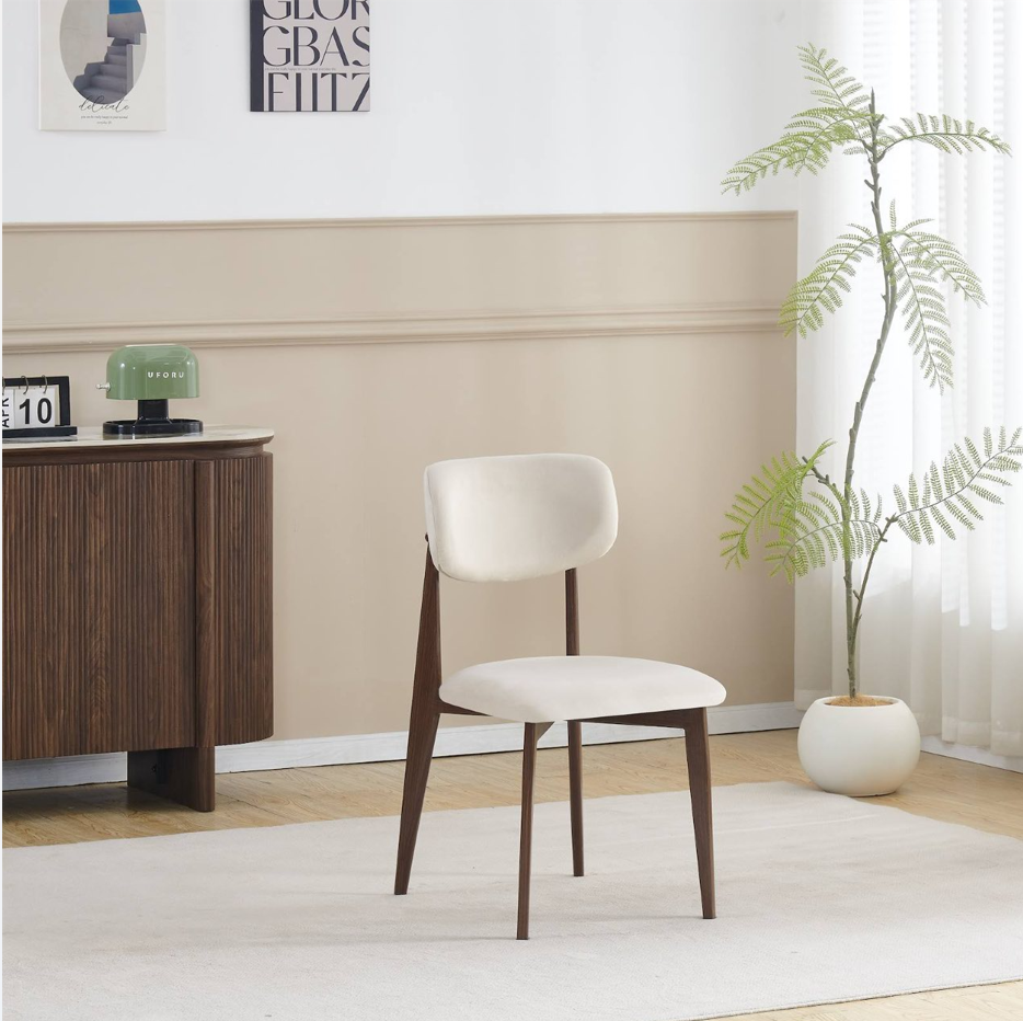Chaise Linea pieds couleurs noyer tissu velours