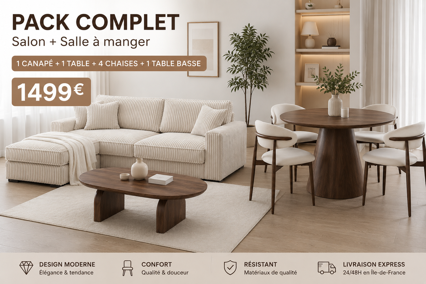 Canapé Mini Lexus pack table/chaises/table basse
