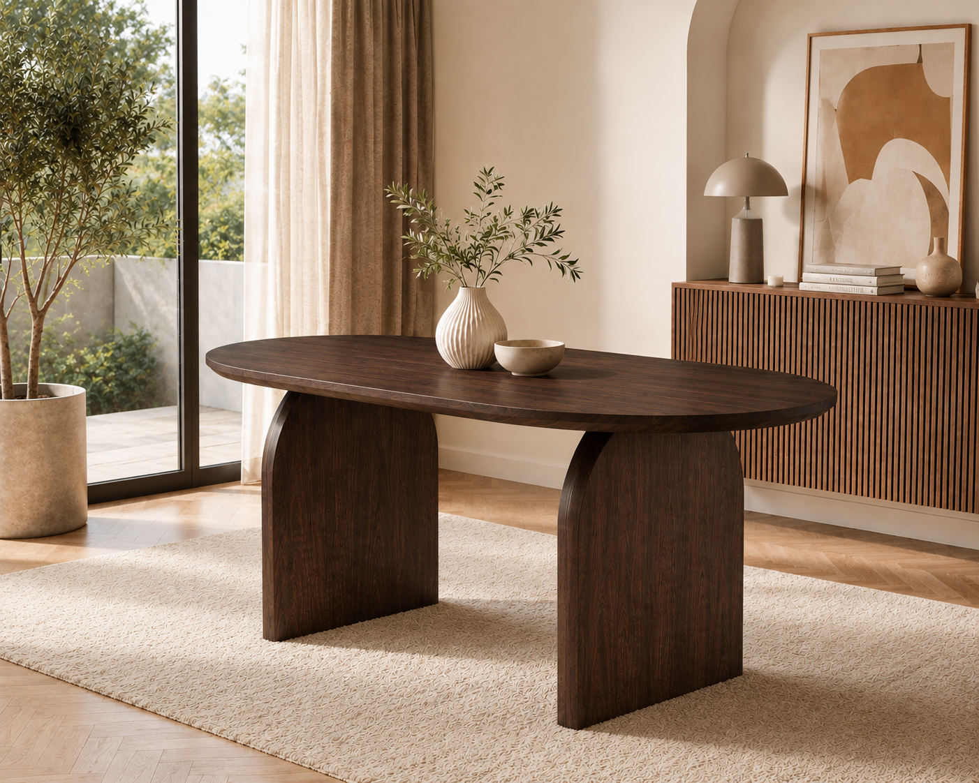 Table de séjour Sophia 180cm couleur noyer - 6 personnes