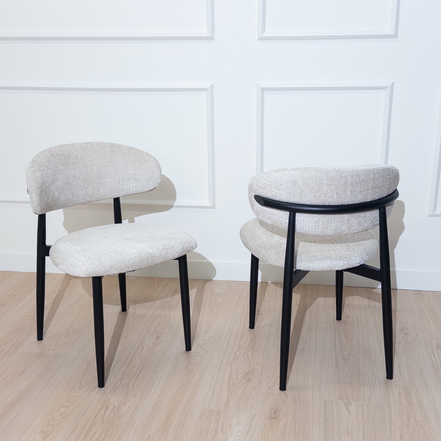 Chaise Boheme pied noir tissu marbella beige
