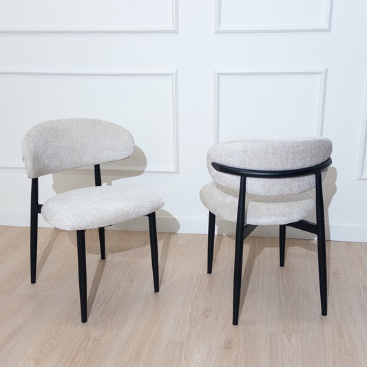 Chaise Boheme pied noir tissu marbella beige