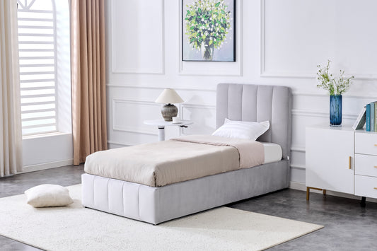 Lit coffre 1 place Lydia gris