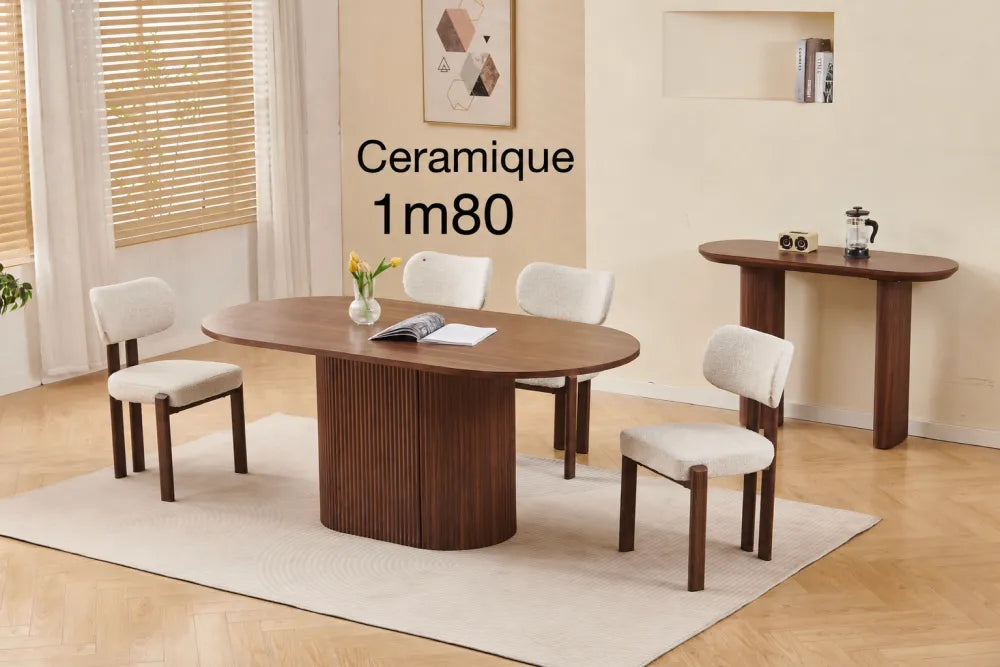 Table de séjour Porta céramique couleur noyer