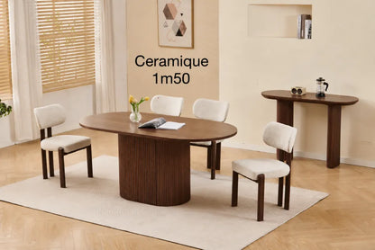Table de séjour Porta céramique couleur noyer
