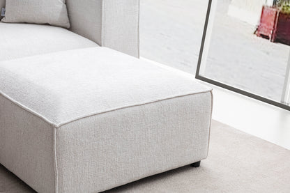 Canapé ELEGANCE Chenille Modulable Blanc Cassé 4+1 Pouf