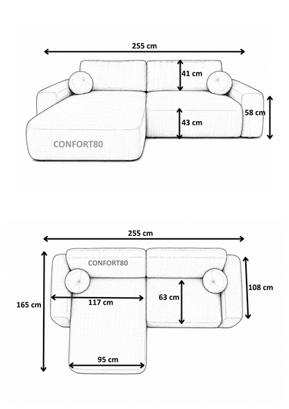 Canapé D'angle Convertible BETIS angle réversible tissu Marbella