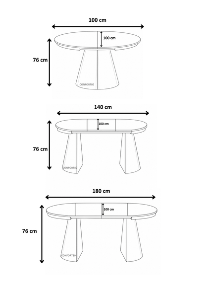 Table de séjour extensible céramique Oriano 100cm couleur noyer