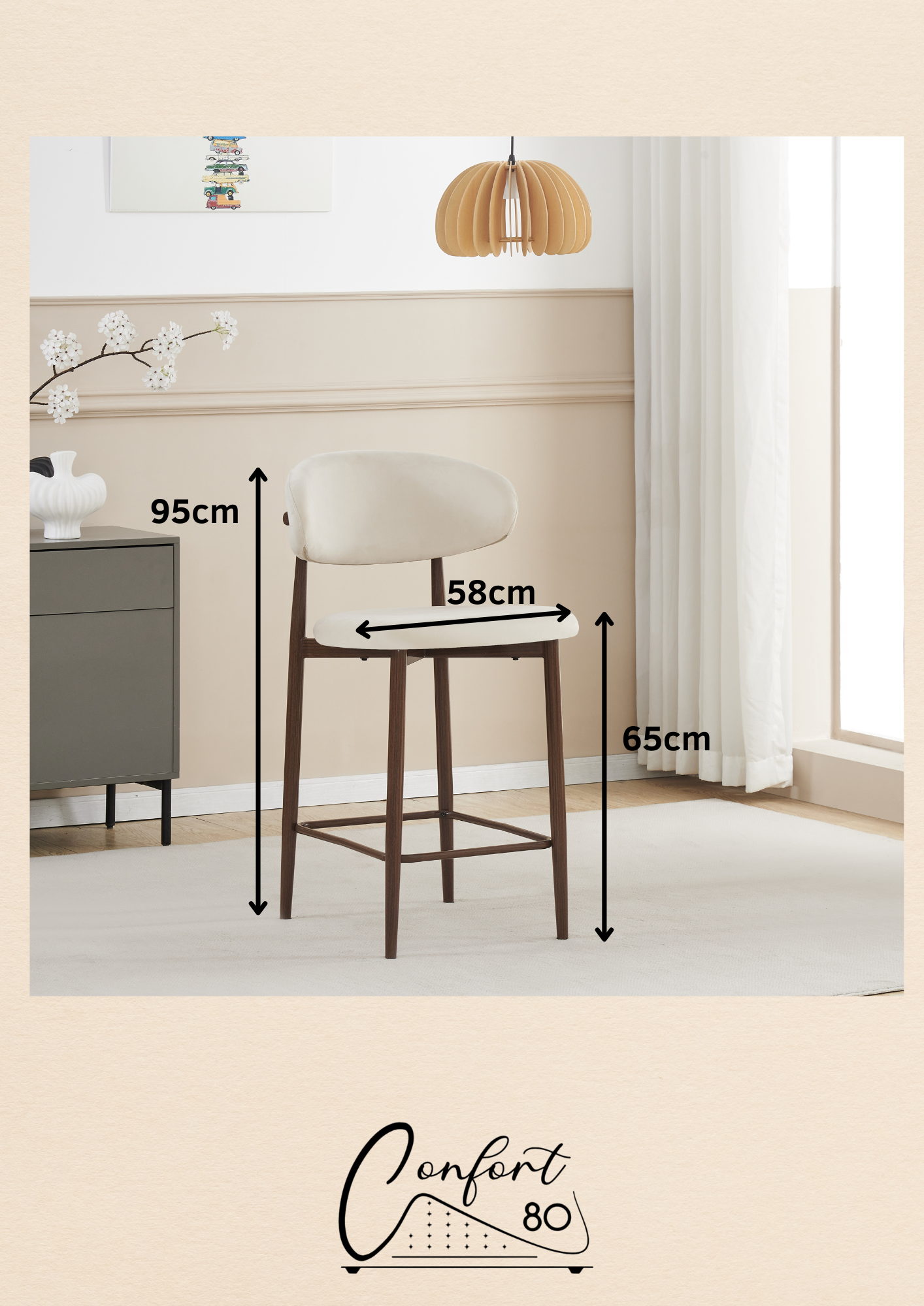 Chaise de bar Boheme pied couleur hêtre