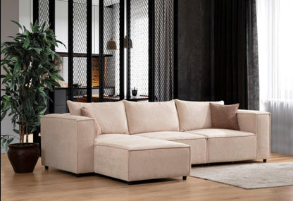 Canapé ELEGANCE Velours Modulable 3+1 Pouf