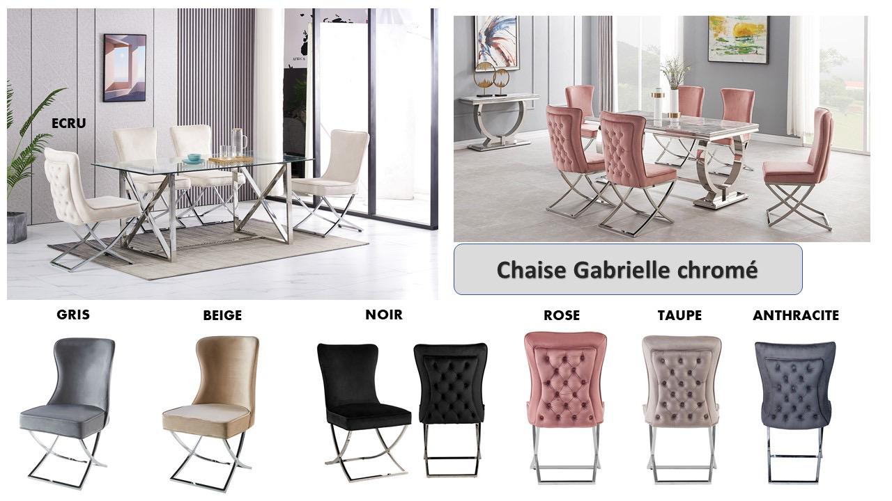 Chaise Gabriel pied noir/argent/or