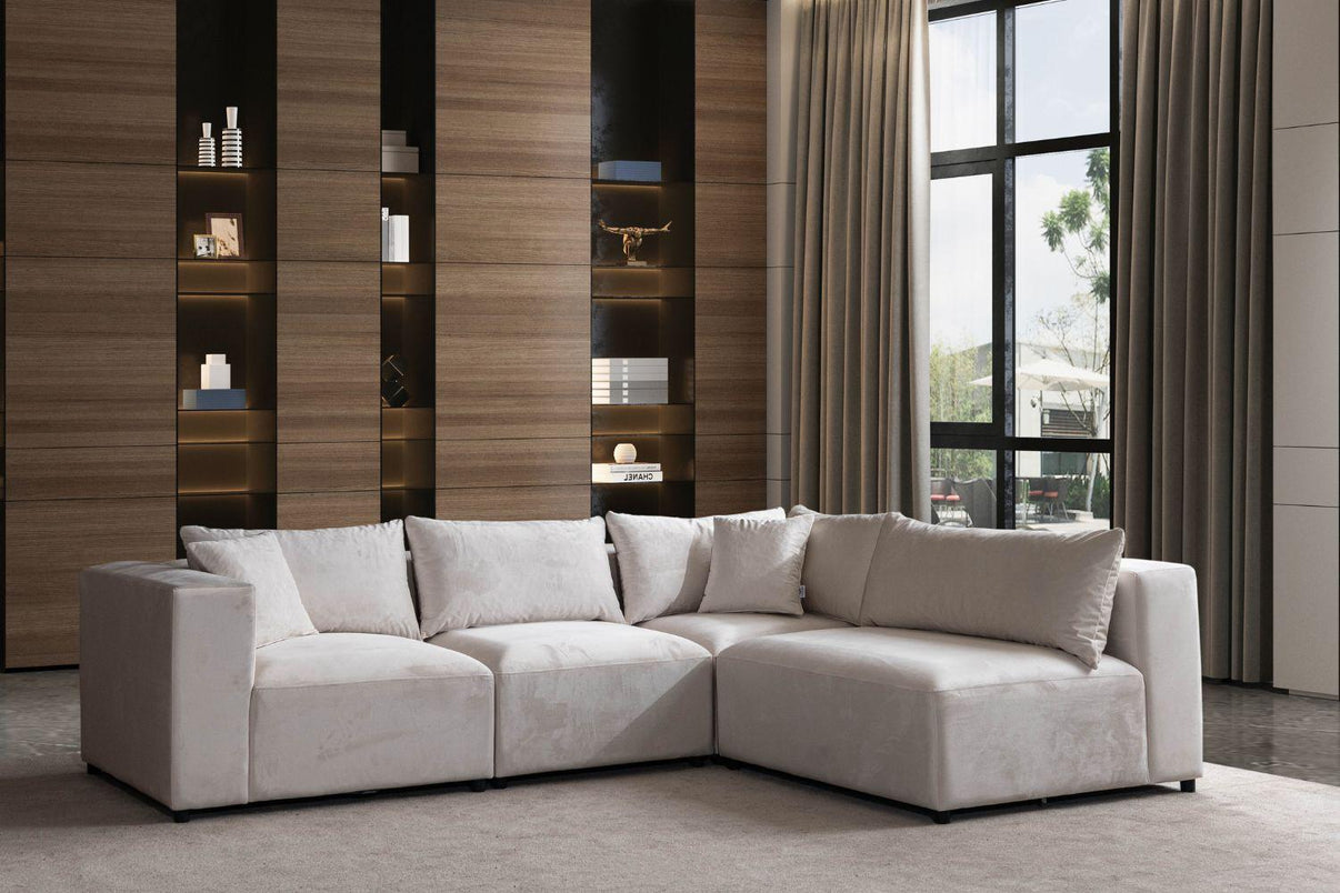 Canapé AZRA Modulable Chenille Blanc Cassé
