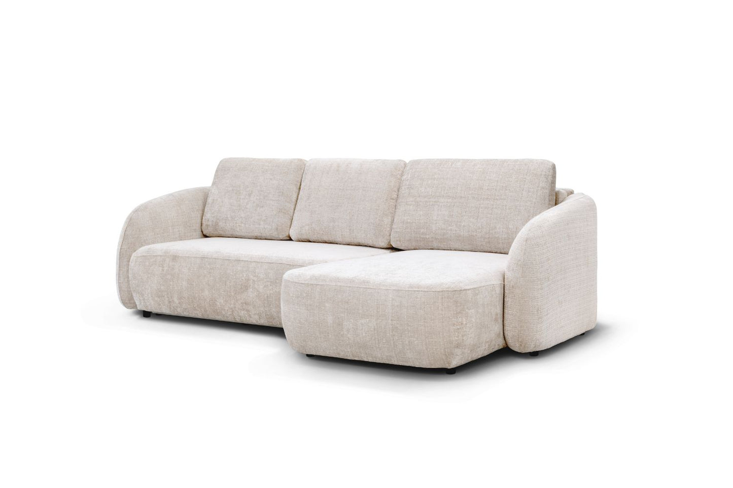 Canapé D'angle Convertible PORTO Tissu Marbella Blanc Cassé