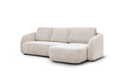 Canapé D'angle Convertible PORTO Tissu Marbella Blanc Cassé