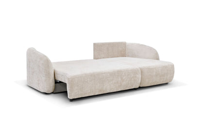 Canapé D'angle Convertible PORTO Tissu Marbella Blanc Cassé