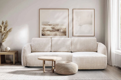 Canapé D'angle Convertible PORTO Tissu Marbella Blanc Cassé