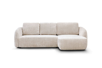 Canapé D'angle Convertible PORTO Tissu Marbella Blanc Cassé