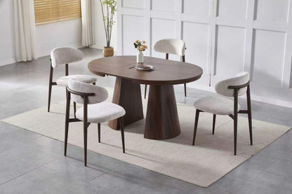 Table de séjour extensible céramique Oriano 100cm couleur noyer