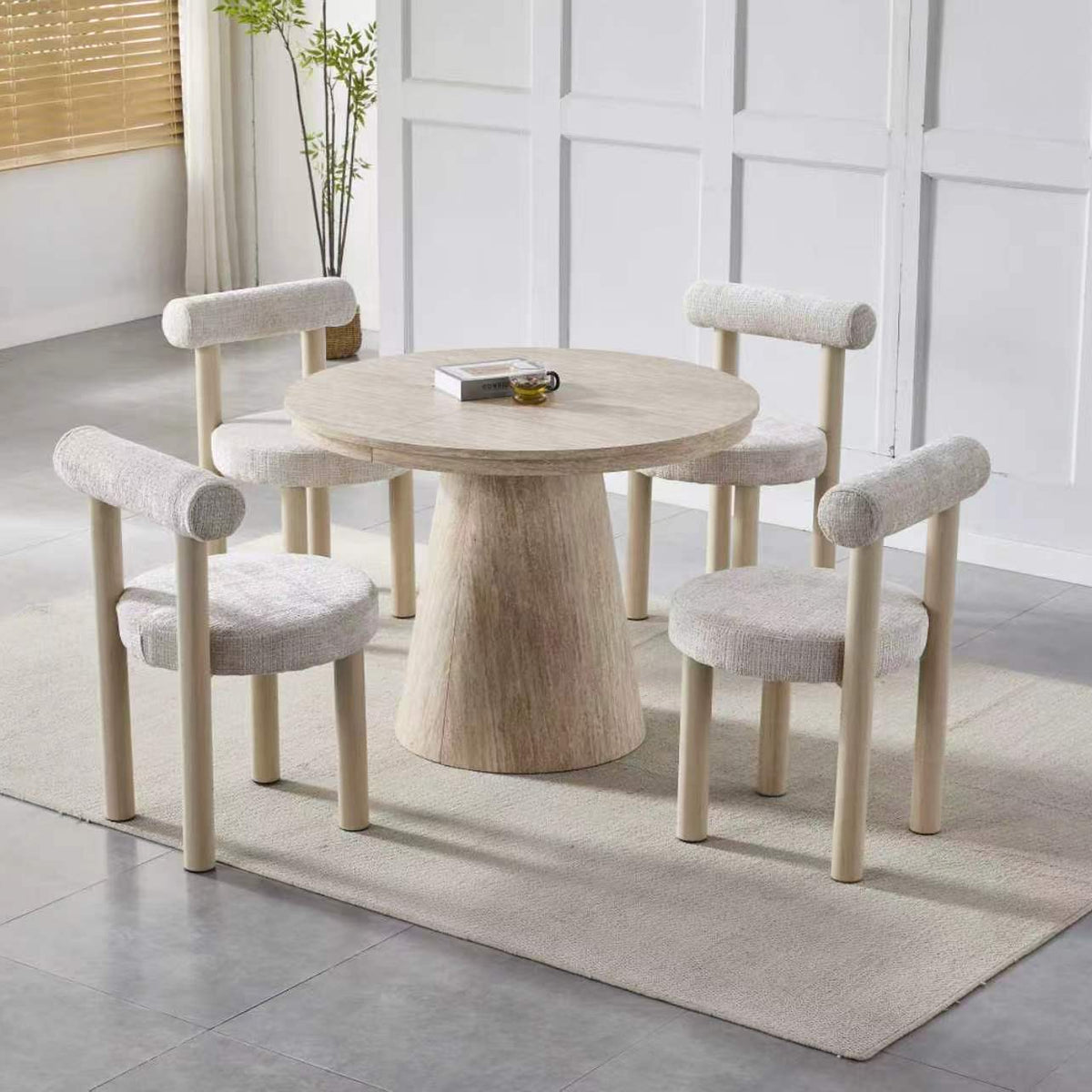Table de séjour extensible Pera 100cm couleur travertin