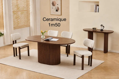Table de séjour Porta céramique couleur noyer